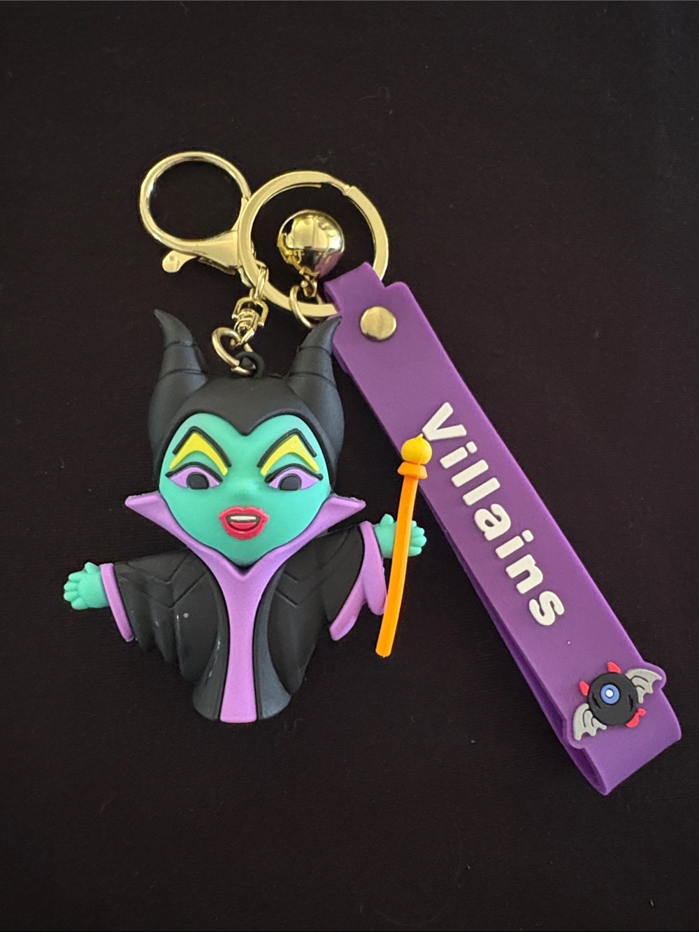 Maleficent Villains Keychain Bag Charm with Purple Tag